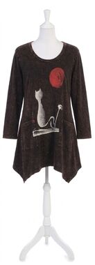NEW JESS & JANE sun and cat mineral washed top plus in brown